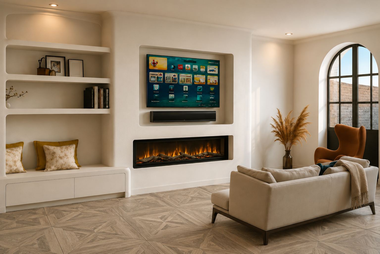 Living met tv-hoek en boekenkast
